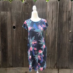 Gap basic palm grey pink short sleeve mini dress